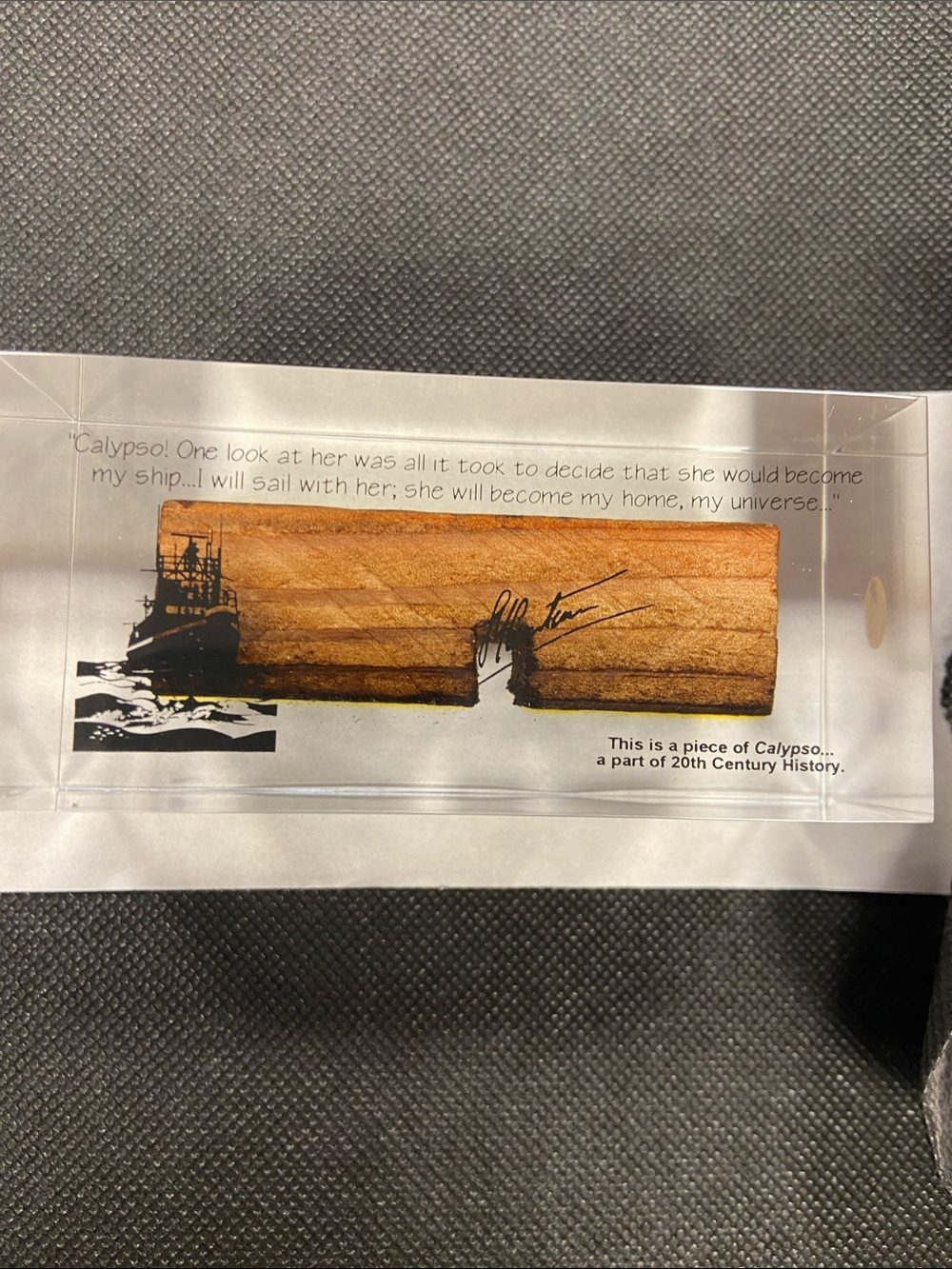 Rare Authentic Jacques Cousteau Calypso Ship Wooden Fragment V20 - Picture 6 of 6